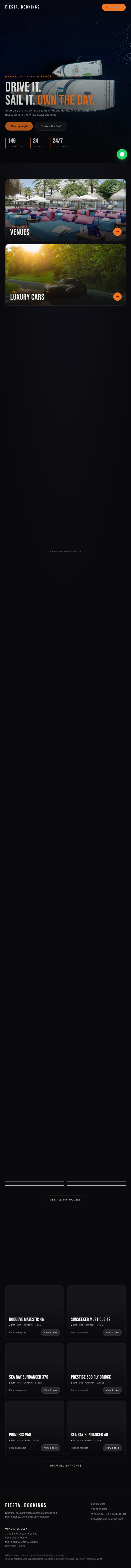 Nightlife concierge platform, full page scroll