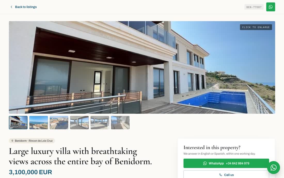 Property page with real photo gallery